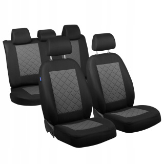Pokrowce na fotele samochodowe - czarne pikowane w szare kwadraty