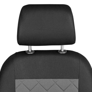 Pokrowce na fotele samochodowe - czarne pikowane w szare kwadraty