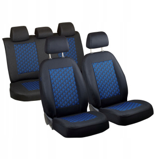 Pokrowce na fotele samochodowe - czarne w niebieskie piramidy 3D