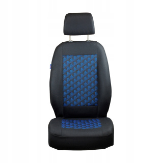 Pokrowce na fotele samochodowe - czarne w niebieskie piramidy 3D