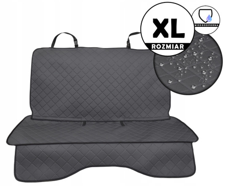 Mata na tylną kanapę - szara w pikowane szare kwadraty, wodoodporna, rozmiar XL